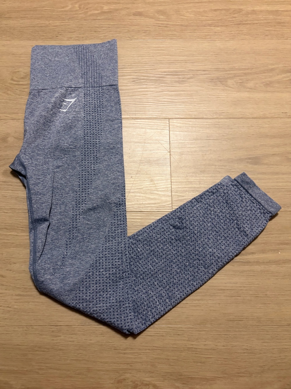 Gymshark Seamless Heather Grey Compression Leggings with White Logo in Small